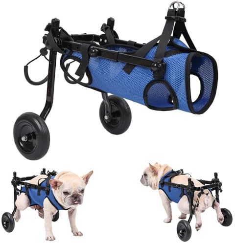 IVhomeshop Dog Wheelchair, Adjustable Pets Cart Wheelchair for Back Legs,Dog Leg Brace and Hip Support, Assist Small Pets with Paralyzed Hind Limbs to Recover Their Mobility, Size M