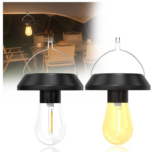 HeatingLux Lámpara de Camping LED Solar, Linterna Solar para Tienda de Campaña, Luz Solar Exterior IP44 con Gancho, Lámpara para Tienda de Camping, Senderismo e Iluminación de Emergencia, 2 Unidades