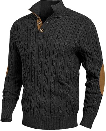 Generisch Chaqueta de invierno para hombre con estampado patchwork y cuello alto, Negro , L