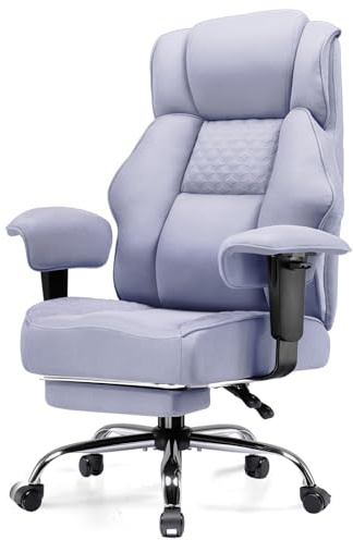 GTPLAYER Silla de oficina ancha para videojuegos, de tela de alta calidad, ergonómica, silla de escritorio ajustable y giratoria con reposapiés, 180 kg, color morado