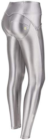FREDDY - Pantaloni Donna WR.up® Skinny in Similpelle Metallizata Opaca, Donna, Grigio, Small