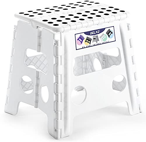 Delxo Folding Step Stool 13 Inch,300 Lbs Step Stool for Adults White