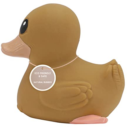 HEVEA Kawan Mini Rubber Duck - 100% Natural Rubber Baby Bath Toy - Eco Friendly, Perfect for Playing, Teething, and Bathing - Mold Free Bath Toys - Golden Ochre
