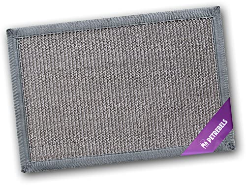 Petrebels Premium Qualität XXL Kratzmatte für Katzen, Sisalmatte mit Anti-Rutsch-Boden, 80 x 50 cm, Farbe Grau