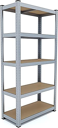 Arreditaly Scaffale In Metallo E MDF Scaffale Ad Alta Portata Fino a 875 kg Con 5 Ripiani Regolabili Ideale Per Garage Officina Cantina Capannone Magazzino Design Modulare 180 x 90 x 40 cm…