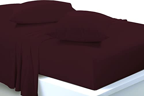 Extra Deep 40cm Fitted Sheets Easy Care Polycotton Cotton Rich Deep Fitted Bed Sheets (Wine, Super King)