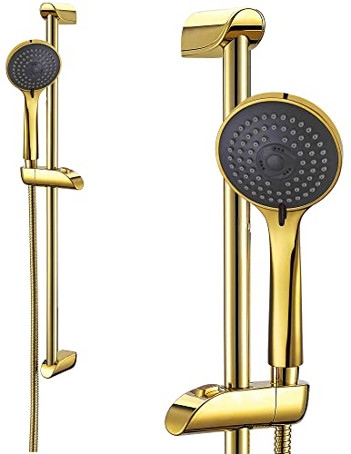 Duscharmatur Gold glänzend Dusch Set mit Duschstange Brausegarnitur AQUA GD-01 Brausestangenset Handbrause mit Duschstange Duschschlauch