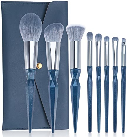 ENZO KEN Safirblå makeupborstset professionellt, veganskt sminkborstset med fodral, glitter kosmetiska borstar sminkset, sminkborstar vegan, sminkborstar set professionell