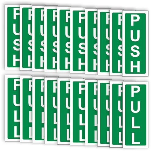 V Safety PUSH AND PULL Door Signs for Restaurants, Hotels, Schools x20 Self Adhesive Vinyl - 60mm x 150mm - Set of 10