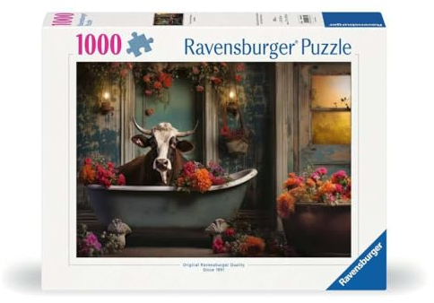 Ravensburger Puzzle 12000782 - Die Kuh in der Badewanne - 1000 Teile Puzzle für Erwachsene und Kinder ab 14 Jahren,