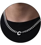 HAYOUWAY Kedja män med bokstäver halsband män kvinnor silverkedja, julklappar för män pojkar födelsedag rostfritt stål pansarkedja män kubansk kedja smycken gåvor till vän, En storlek, Rostfritt stål,