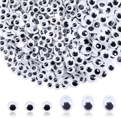 TOAOB 1000 Stück Selbstklebende Wackelaugen Klein Kunststoff Augen zum Basteln Kulleraugen Selbstklebend 6mm 10mm Wiggle Googly Eyes Bastelaugen für Scrapbooking Kunsthandwerk Zubehör