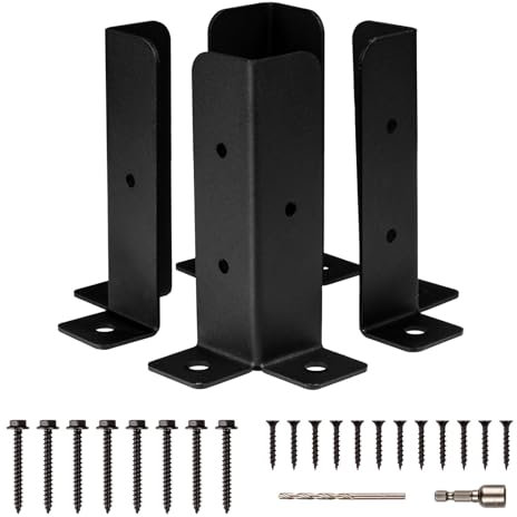 Cokritsm 4Pcs Kit De Supports De Base De Poteau Bois RéGlables Pbase De Poteau Terrasse Pour1.5X1.5,2X2,2X4,4X4 Poteaux Supports Pour BoîTes Aux Lettres,Supports D'Ancrage Pour Poteaux De ClôTure