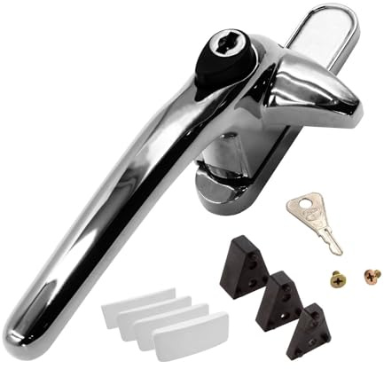 Universal Cockspur Key-Locking Window Handle Kit - Left, Chrome/White