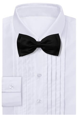 A&J DESIGN Camicia da smoking per bambini a pieghe con papillon per bambini di 2-7 anni camicia button down, bianco, 4 anni