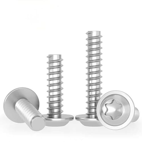 Tornillo de cabeza alomada M2 x 6 mm con brida y hexágono interior/Torx (ISR, TX) según la norma: ISO 7380-2, acero inoxidable A2 V2A, rosca completa, 100 unidades