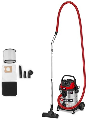 Einhell grovdammsugare TE-VC 2580 SACL (1 100 W, 200 mbar sugeffekt, 25 l behållare, dammskyddsklass L, HEPA-filter, filterrengöring, automatiskt uttag, inkl. tillbehör)