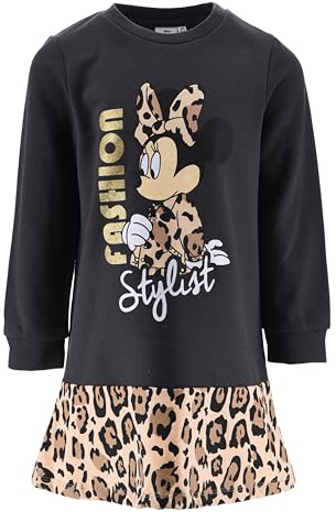 Disney Minnie Mouse Vestido Niña, Sueter Sudadera Vestido Diseño Leopardo, Regalo para Niñas, Talla 3 Años