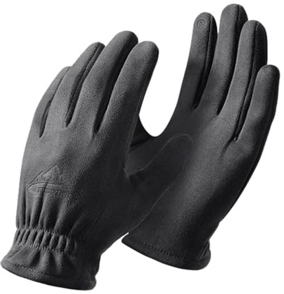 Generisch Gants d'hiver pour hommes Gants d'équitation d'hiver en plein air en daim, gants chauds coupe-vent épais avec dessus en polaire de coton (gris, L)