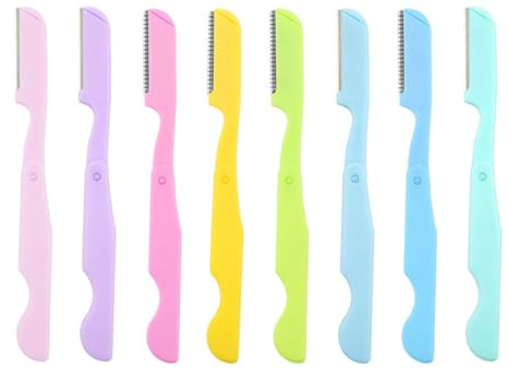 Lurrose Maquinilla de Afeitar para Cejas Plegable de Plástico, Confiable y Fácil de Usar para Depilación Facial Femenina, Pack de 8 Piezas Color Aleatorio