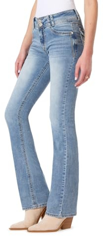 WallFlower Women's Luscious Curvy Bootcut Mid-Rise Insta Stretch Juniors Jeans (Standard and Plus), Andrea, 3
