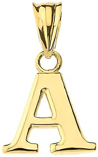 10K Yellow Gold Fine Mini Dangling Initial A-Z Charm 1/2 Pendant - Letter A