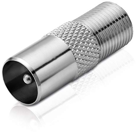 conecto Adapter F-Buchse auf IEC-Koax-Stecker, Antennen-Adapter zwischen F-Stecker für Sat-Kabel und IEC-Stecker für BK und DVB-T