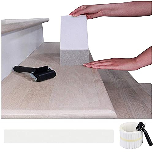 BangShou 15-Pack Non-Slip Stair Treads 3.9 x 23.6, Self-Adhesive Transparent Tape, Anti-Slip Step Strips, Safety Stickers for Indoor and Outdoor Steps, Ramps&Walkways