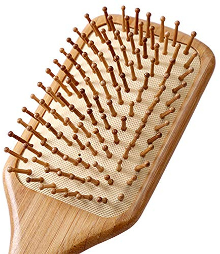 Paddle brush, hair brush, Made of pure natural bamboo, no paint coating, massage the scalp while combing hair to promote blood circulation, prevent static electricity (1pcs)