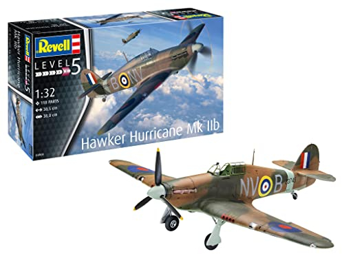 Revell Modellbausatz Hawker Hurricane - Detailliertes Design für realistische Nachbildung - Detailliertes Cockpit für authentische Innenansicht - Drehbarer Propeller für dynamische Optik