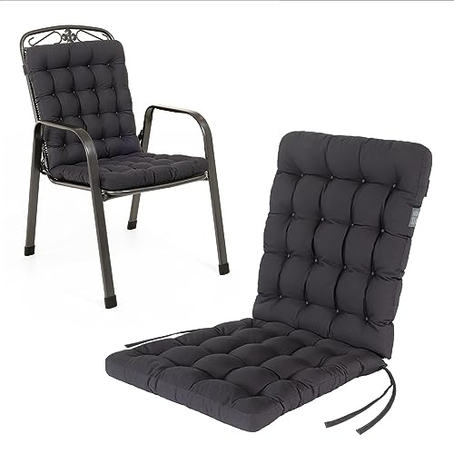 HAVE A SEAT Living Gartenstuhlauflage Niedriglehner 100x48 cm – Orthopädisch & 6 cm Dick – Wetterfest & Waschbar bei 95°C – 1er Set – Anthrazitgrau | Serie Luxury
