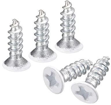 QUARKZMAN ST3x10mm Tornillos Autorroscantes, 100uds Tornillos Autoperforantes de Plana Cabeza Phillips, Madera Tornillos Blanco para Carpintería