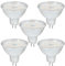 HCFEI 5 lampadine LED MR16, 12 V, 4 W, 485 lm, senza effetto stroboscopico, GU5.3, vetro classico, 120°, sostituisce 50 lampadine alogene, 5 anni di garanzia (bianco caldo)