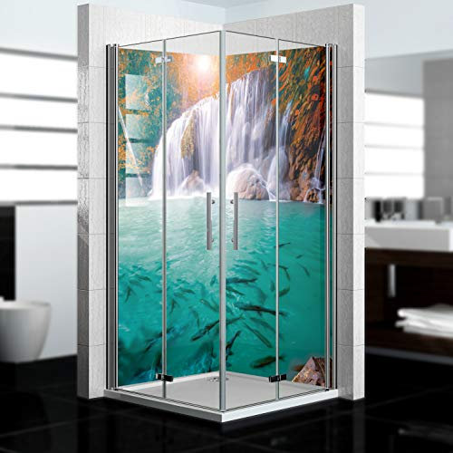 dedeco Pannello posteriore doccia impermeabile motivo: cascata V16, 2 x 90 x 210 cm, come pannello posteriore per il bagno per la sostituzione delle piastrelle, come parete decorativa, rivestimento da