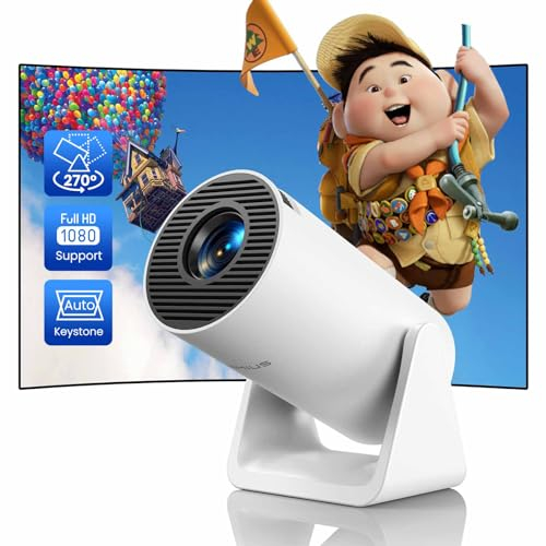Proiettore【Auto Keystone】18000 Lumen Mini Proiettore Portatile WiFi Bluetooth Supporto 1080P Full HD, WiMiUS Focale Corta Videoproiettore Supporto 270° Ruotabile, per Home Cinema/PS5/TV Stick/USB