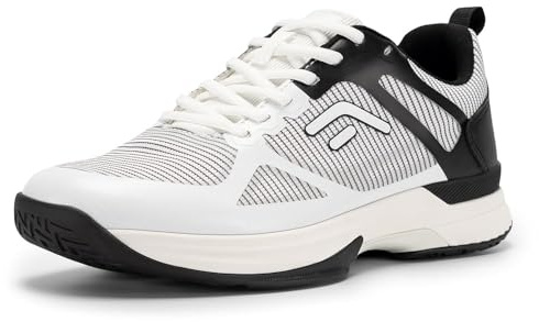 FitVille Herren Tennisschuhe Extra Weit Sportschuhe rutschfeste Hallenschuhe Atmungsaktive Badminton Schuhe Bequeme Sneaker,Weiß mit Schwarz,45 EU,X-Weit