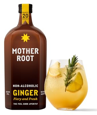 Mother Root Ginger (500ml) | Award-Winning Fiery + Fresh Alcohol-Free Aperitif | As Seen on Dragons’ Den | Benefit Rich Ginger & ACV | Bold, Complex & Delicious | Mix With Soda | 20 Drinks (1 x 500ml)