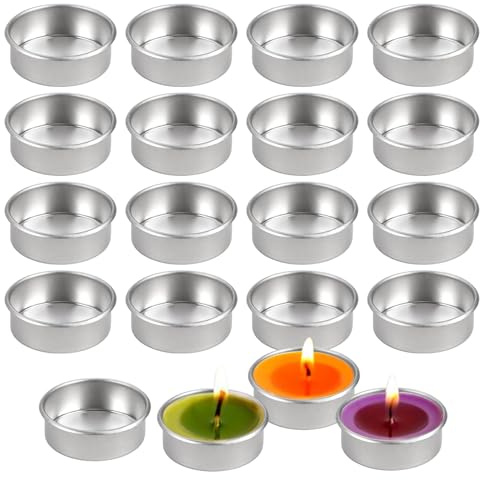 20 Piezas Portavelas de té de Metal 4x1.5cm Vela Pequeña Portavelas Redondas, Plateadas Portavela Metal para Bodas, Navidad, Velas de Mesa