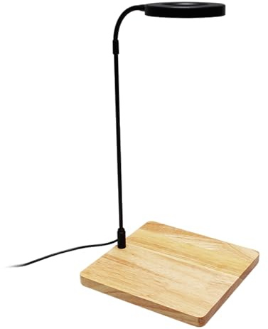 Geavonyg 5W LED Pflanzenlicht Mit Holzsockel Für Aquarien Und Terrarien Rotierende Vollspektrum LED Beleuchtung USB Betriebene Lampe Aquariumlampe