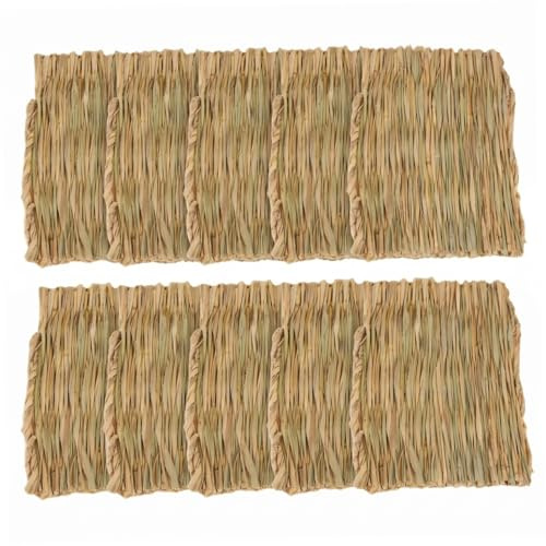 StaZamor 10 Uds. Alfombrilla para Conejos de Paja Natural de 7, 87x11, 02 Pulgadas, Ropa de Cama para Conejos, hámster, Loros, Palomas y Mascotas pequeñas