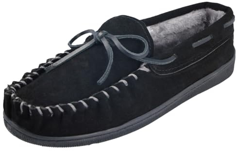 Cushion Walk Mens Real Suede Leather Moccasin Slippers Size 7-12