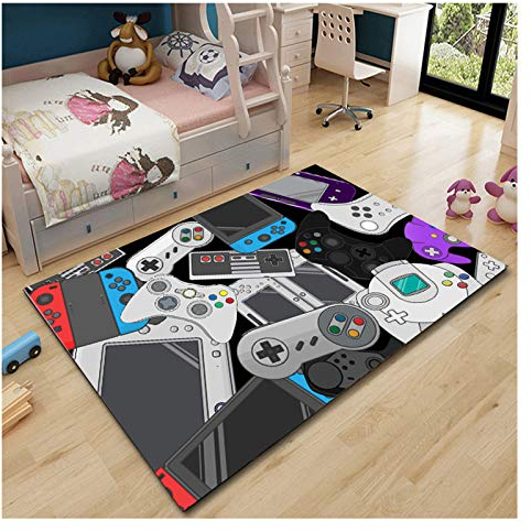 Teppich Game Video The Gaming Life Area Teppiche Schlafzimmer Wohnzimmer Küche Matte Rutschfeste Bodenmatte Türmatte Kinderzimmer Kinderspielteppich Teppich für Yogamatte (Style 1,120 x 160 cm)