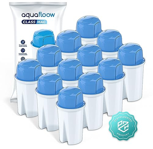 Aquafloow Magnesium Vattenfilterpatroner för Kannan, Kompatibel med Aquaphor B100-15, Dafi Classic, Brita Classic, Laica | Vattenfilterpatroner Renar Vattnet och Berikar det med Magnesium – 12 stycken