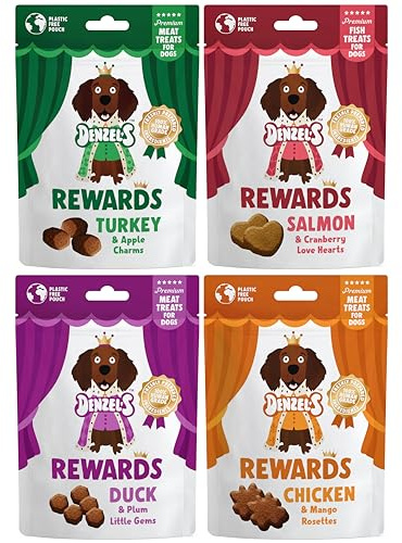 Denzel's Rewards, Natural Dog Treats - High Value Training Treats - Variety Pack (Pack of 4)