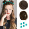 QKEPCY 2PCS Krallen Clip in Haar Bun für Damen Mädchen Mini Messy Bun Haarteile Dutt mit Klammer Gelockt Haargummi Gepaart mit 5PCS Floralen Haarspangen
