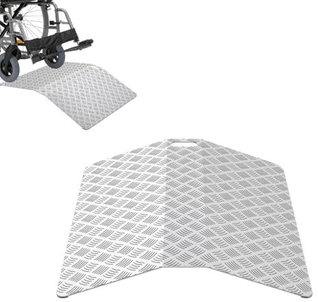 UISEBRT Rampe de seuil de porte, pour fauteuil roulant, en aluminium, antidérapante, portable, avec poignées, capacité de charge 270 kg (100 x 70 x 10 cm)