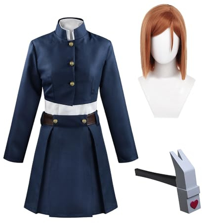 Zhongkaihua JJK Nobara Kugisaki - Disfraz de cosplay con peluca, vestido de mujer adulta, juego de rol, anime, carnaval, Halloween, uniforme de fiesta