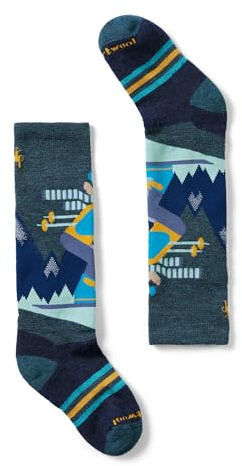 Smartwool Unisex Wintersport Full Mountain Moose Pattern OTC Socks (Toddler/Little Kid/Big Kid) Twilight Blue Large