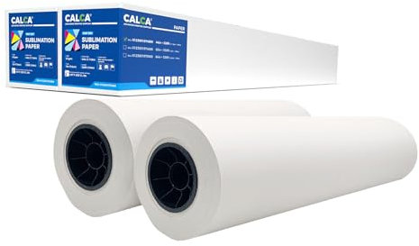 CALCA Pack of 2, Sublimation Paper for F570, Sublimation Paper Roll 24in x 100ft 2 Core Quick Drying Dye Sublimation Transfer Paper Roll 95gsm (24in x 100ft x 2Rolls)