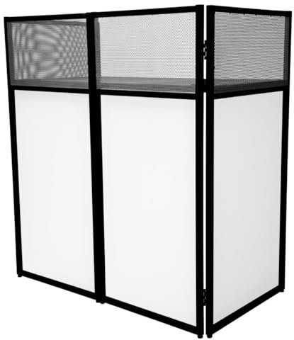 CABINA DJ | 113.5cm x 105cm x 57cm | Diseño Plegable | Fundas Intercambiables | Paneles de Malla Aireadores| Estante Espacioso para Mezcla | Bolsa de Almacenamiento Portátil INCLUÍDA